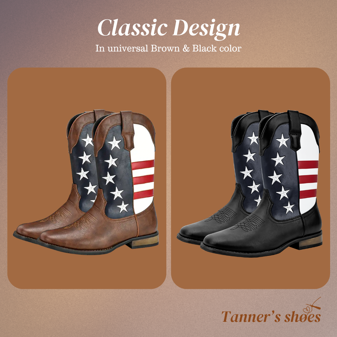Andrew | Personalized American Flag Western Cowboy Boots