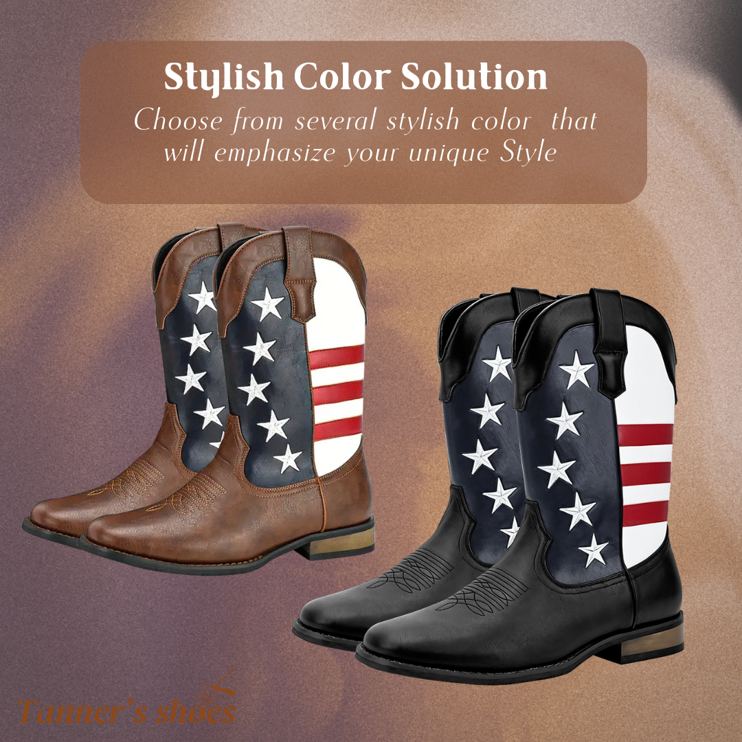 Andrew | Personalized American Flag Western Cowboy Boots