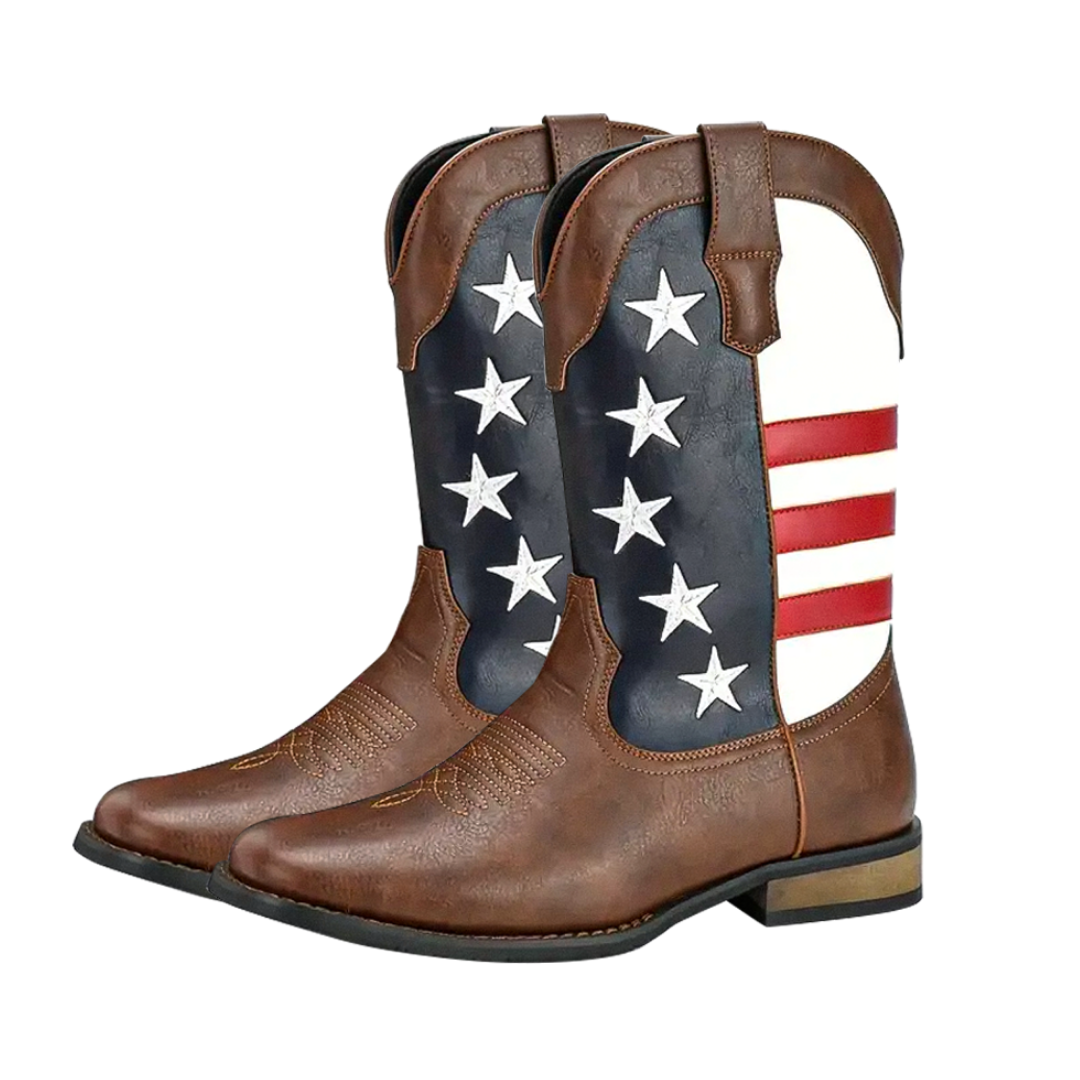 Andrew | Personalized American Flag Western Cowboy Boots