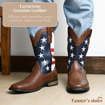 Andrew | Personalized American Flag Western Cowboy Boots