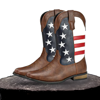 Andrew | Personalized American Flag Western Cowboy Boots