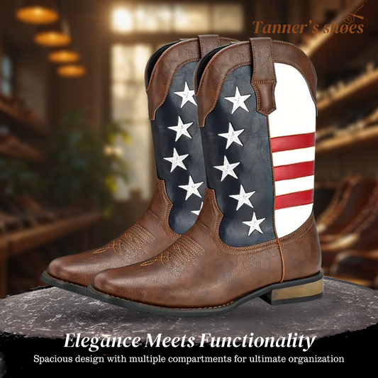 Andrew | Personalized American Flag Western Cowboy Boots