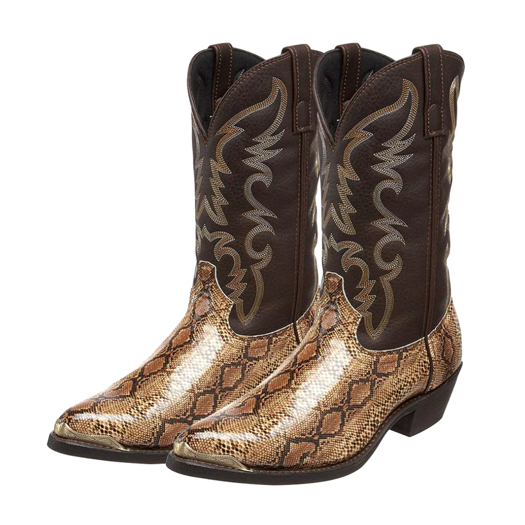 Frank | Embroidered Snakeskin Style Western Boots